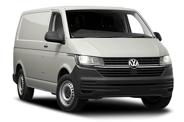 Vue latérale du fourgon VOLKSWAGEN TRANSPORTER 6.1 – modèle utilitaire gris aménageable